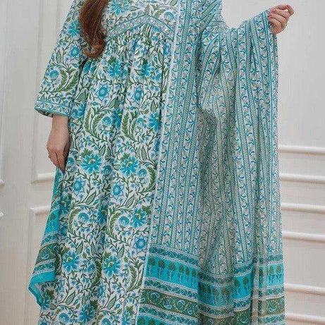 Sky Blue Printed Kurti