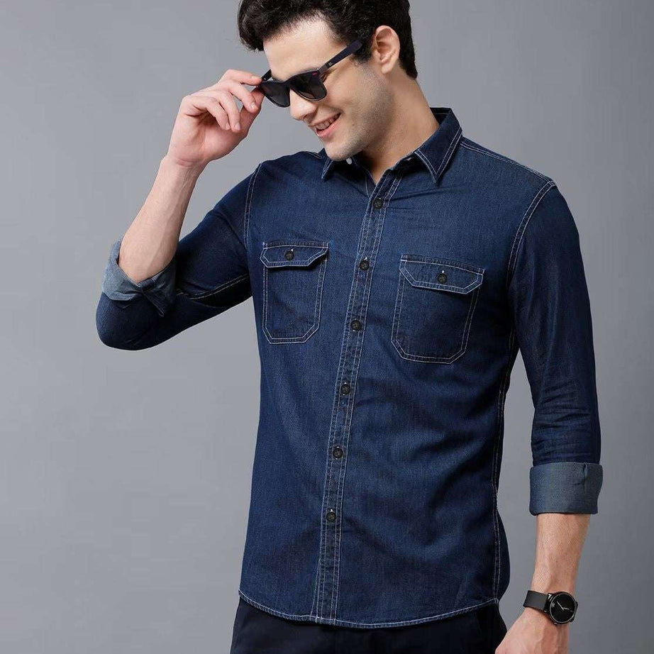 Men's Denim Cotton Sustainable Casual Denim Shirt - Ample To Buy