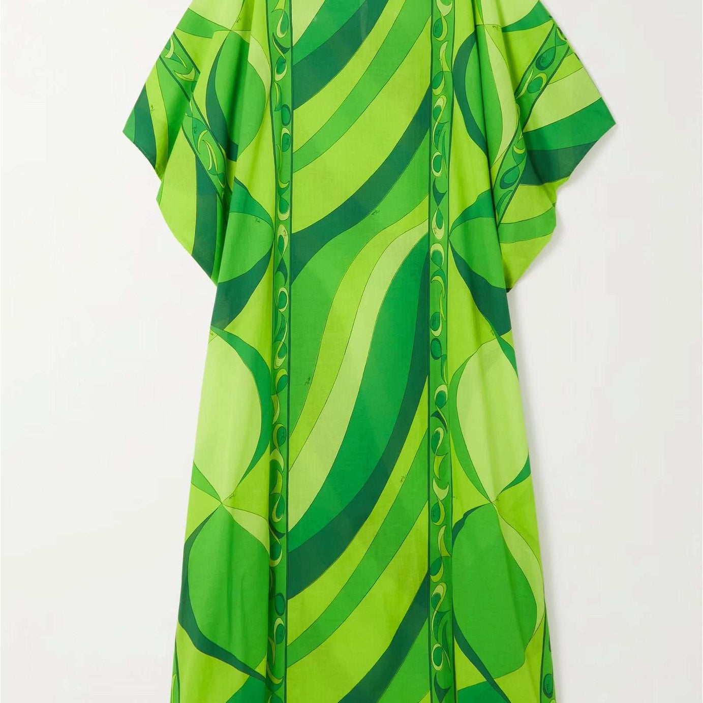 Women Printed Parrot Green Colour Long Kaftan In Soft Cotton Blend Fabric - Ample To Buy