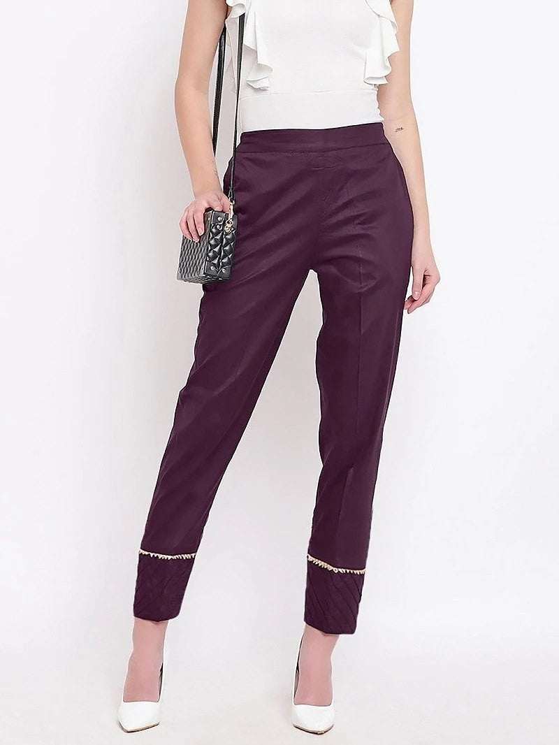 Purple Ethnic Wear Plain Pant For Women - Ample To Buy