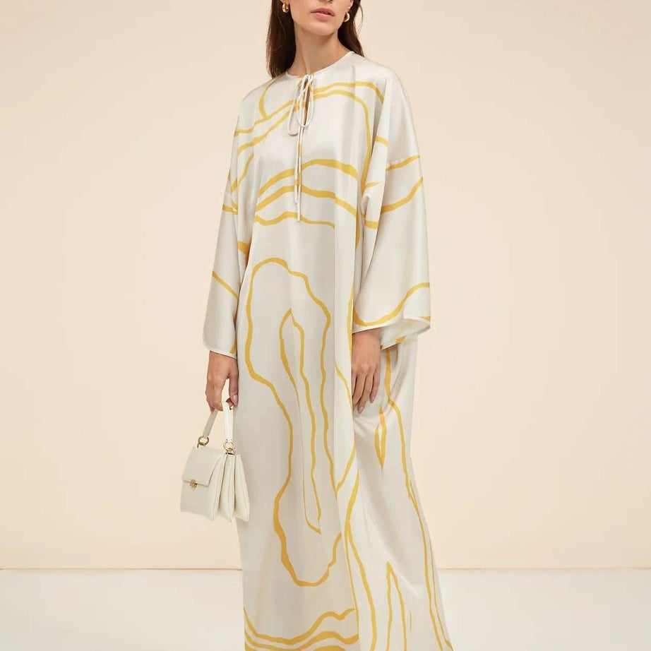 Yellow Colour Printed Organza Silk Party Wear Kaftan - Ample To Buy