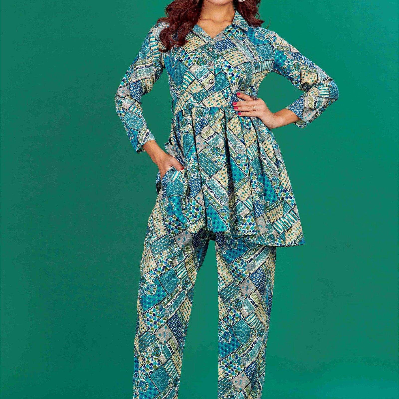 Rama Colour Cotton Printed Party Wear Co-ords Set - Ample To Buy