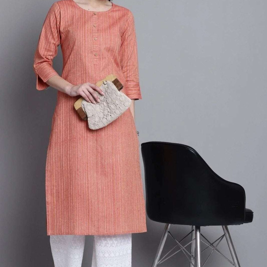 Orange Colour South Cotton Casual Wear Kurti For Women's - Ample To Buy