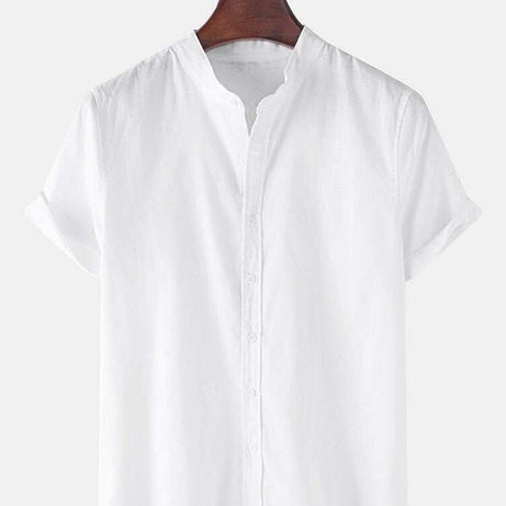 White Color Men's Casual Wear Cotton Blend Plain Shirt - Ample To Buy