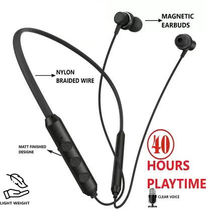 Black Bluetooth Wireless Neckband Earphone