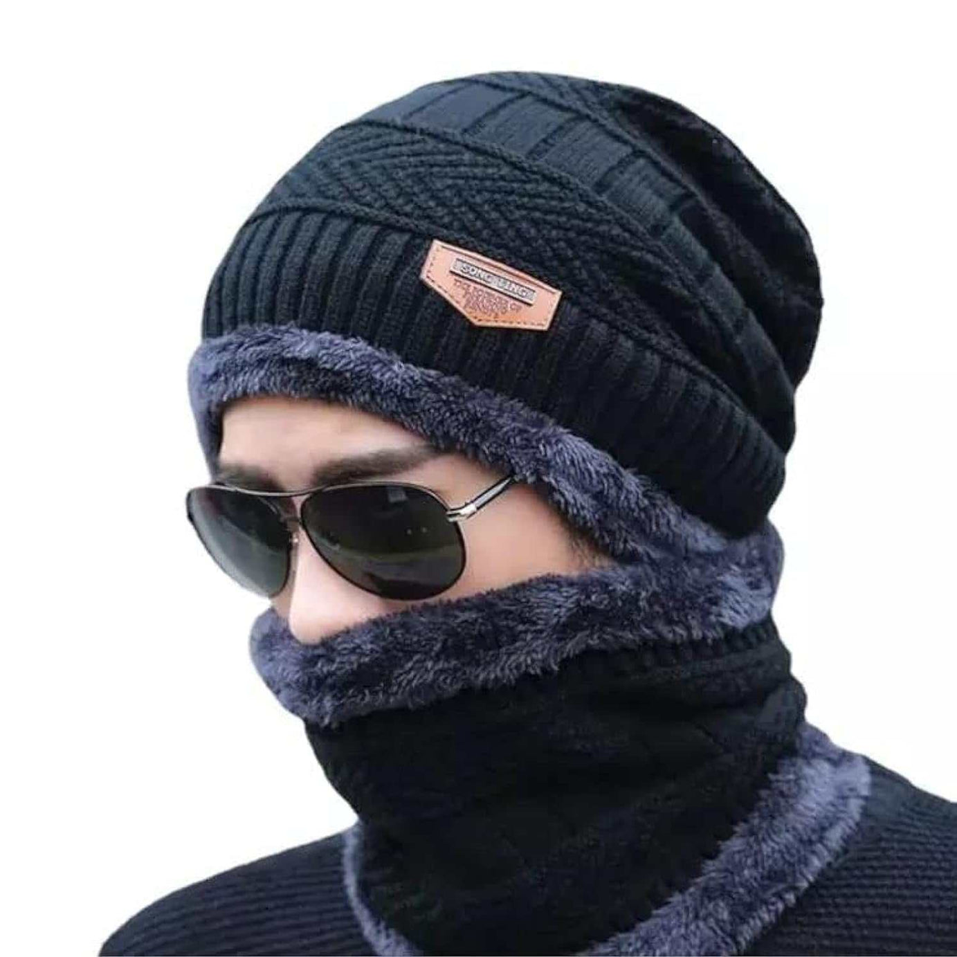 Woolen Winter Wear Cap with Neck Muffler Set for Men and Women - Ample To Buy