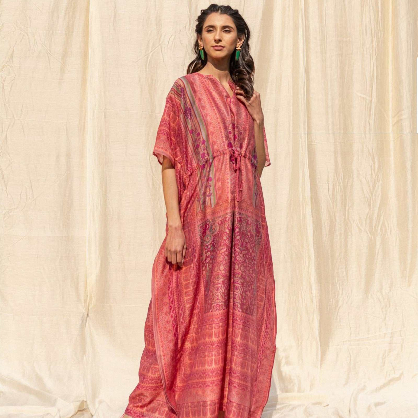 Pink Soft Silk Premium Kaftan - Ample To Buy