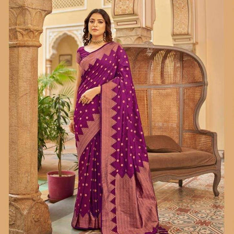 Beautiful Rich Pallu Saree With Jacquard Work For Women - Ample To Buy