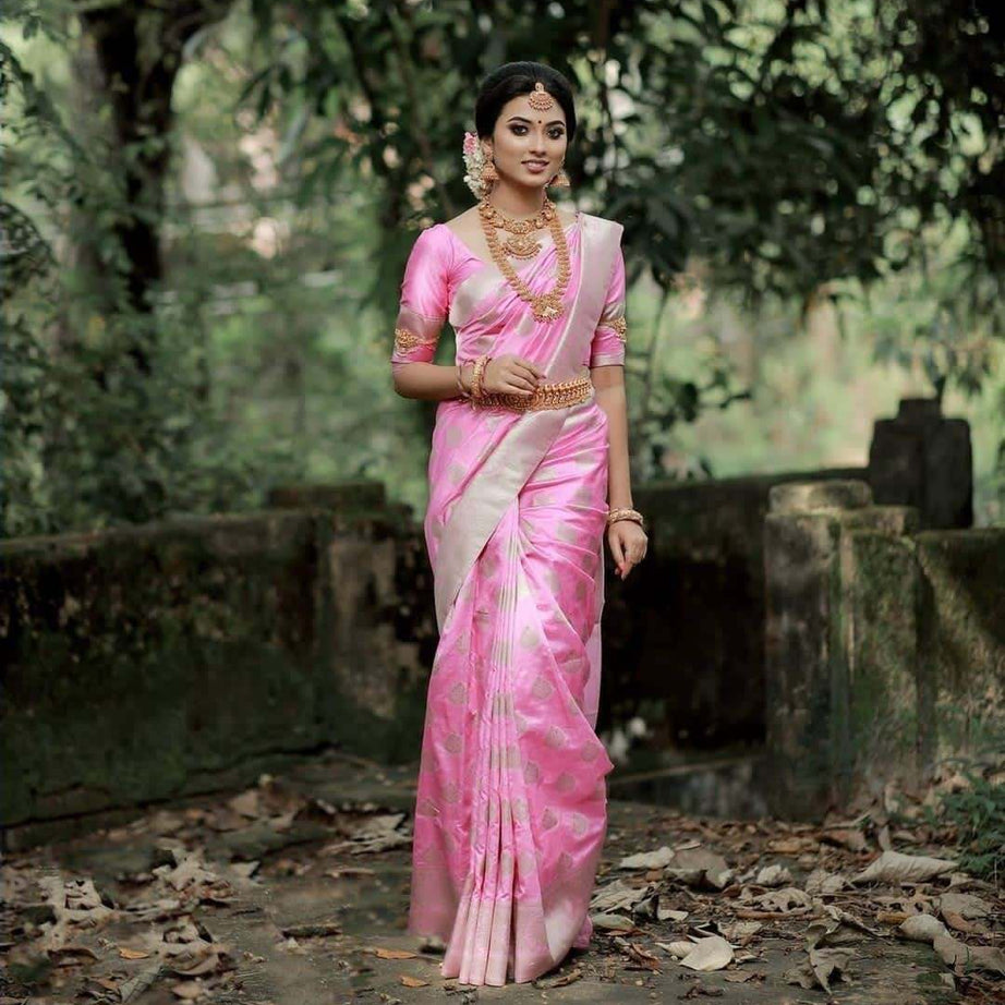 Pink Soft Lichi Silk Saree for Women -  Comfortable  and Stylish Wear.