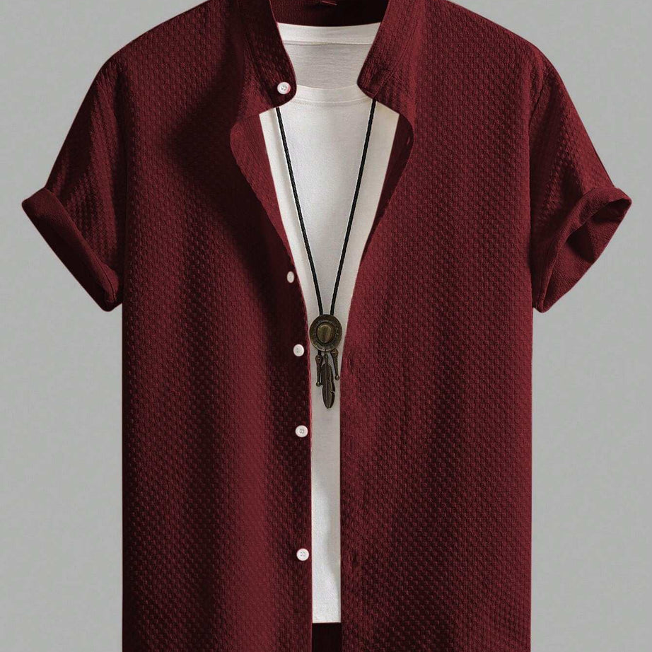 Maroon Men Regular Fit Solid Casual Half Sleeves Shirt - Ample To Buy